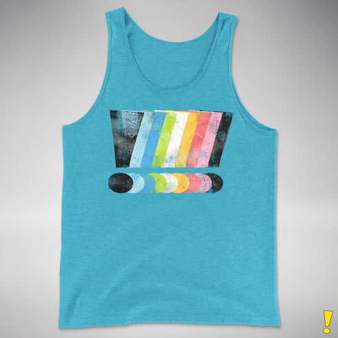 Queer Pride Grunge Exclamation Points Premium Tank Top - Aqua Triblend